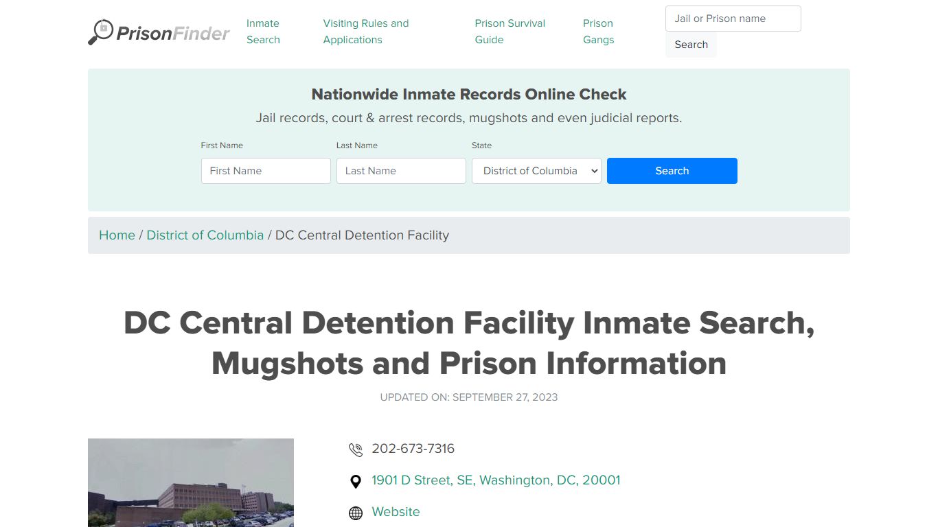 DC Central Detention Facility Inmate Search, Mugshots, Visitation ...